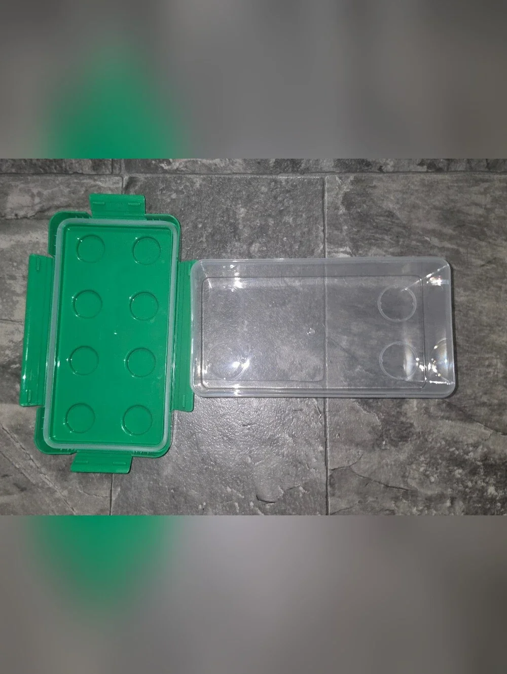 Clear Storage Box with Green Lego Stackable Insert - Home Organization BNIB